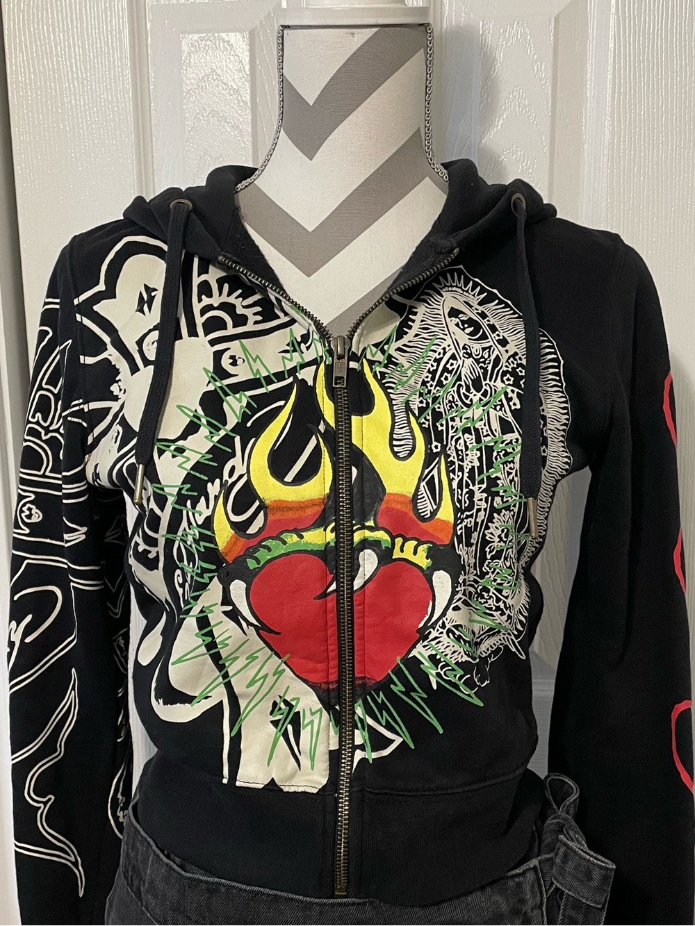Ed Hardy Black Graphic Zip-Up Hoodie
